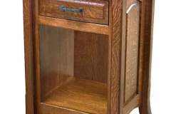 Here is our Homestead nightstand with a drawer and an open space underneath. Note the raised panel end.