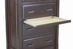 Keep it out of sight with the custom Homestead chest with the hidden drawer. The drawer front looks just like the frame between the drawers.
