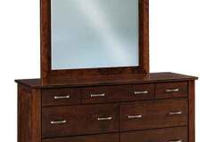 This is showing the standard layout of our custom Amish Jaymont 7 drawer dresser. The mirror is easy to install and remove if you need to.