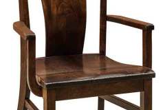 The Baldwin arm chair has lumbar support in the back and the seat dips in the rear this helps to relieve  back pressure. Shown in Brown Maple with Distressed Asbury stain.