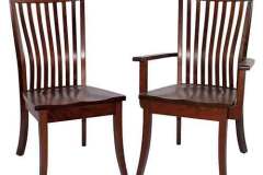 This chair is similar to our Amish made custom Carlisle with the difference being that the slats in the back of the chair are bent as opposed to just being straight. You can put this chair with its matching table, a Carlisle table, or just about any table we have.