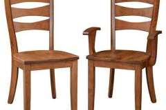 This chair has more of a modern look to it than most, especially the arm chair. It is Amish custom crafted and shown here in Brown Maple wood with Michael's Cherry stain. You can also have the seat changed to either fabric or leather instead of wood if you want.
