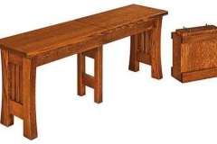 Expandable Arts and Crafts bench with its leaves.