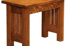 Amish custom built Mission bench is shown. Square legs are standard.