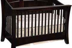 Here you have the Carlisle panel convertible crib. It has mortise and tenon construction and beefy flared posts with hidden fasteners.