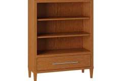 Our Amish made Haven bookcase has two adjustable shelves with a drawer at the bottom. This one is done in Red Oak wood with Seely stain.