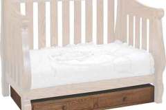 This custom drawer kit fits under our Hoosier Sleigh, Mission, and West Lake cribs. It is 6" high and has 2 drawers.