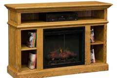 Our Amish crafted DN Fireplace entertainment center crafted out of solid red oak.  This living room furniture provides media and component storage as well as remote control fireplace heating.