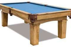 Amish Made Cambridge Pool table shown in rustic maple hardwood with leather pool pockets and your choice of pool table felt colors.