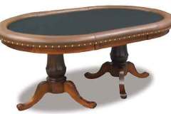 Amish Custom Handcrafted Chacelerville Poker Table shown in Brown Maple hardwood.  Features premium leather racetrack and speed felt.