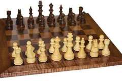 Amish Handcrafted Checker and Chess board with walnut frame and maple and walnut playing surface.