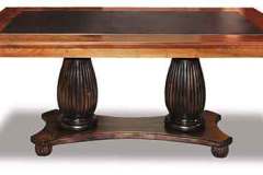 Shown crafted out of Brown Maple the Winslow features solid wood racetrack around a playing surface of either premium leather or card felt.  Can be custom crafted with drink holders and chip areas.