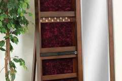 This leaner floor mirror makes a great hidden and secure method of storing all of your jewelry and pistols.  With our Velcro pistol holsters you can store your collection a variety of positions.