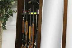 This shaker mirror can be fit with all of your long guns as well as our Velcro pistol holsters.  The mirror also includes a shelf for your gun cleaners as well as ammunition.