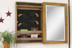 Having you pistol collection safely hidden but still easily accessible is what the Cambridge Mirror is all about.  Only you know that this beautiful piece of furniture is protecting everything from your guns to your jewelry or money.