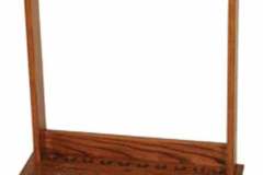 Our standard Fishing Rod holder can also be Amish crafted with a lower shelf to store accessories or even shoes.  Shown crafted out of solid red oak with a fruitwood stain finish.