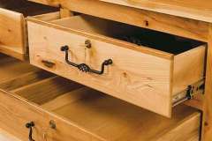 All of our gun cabinets that are crafted with drawers feature full extension drawers that are crafted using old world time tested dovetailed construction.  Drawer glides can be side mounted for extra depth or bottom mounted for the extra width.