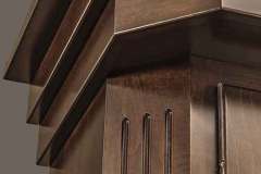 The upper molding of our Saturn long gun cabinet features a three level mission slab design.  Crafted out of solid hard wood the molding provides a bold shaker mission look.