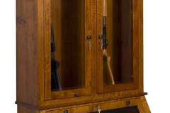 Mission style custom Amish built gun cabinet with pistol display