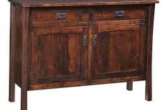 Here you see our 2 door & 2 drawer version of our custom Amish made sideboard. Keep in mind that even though this one is shown in Brown Maple wood with a dark stain, you could choose to have it clear coated and it will be very light.