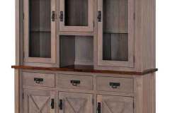 This hutch, which is custom build by the Amish builders in this area are showing this one with a two tone look. It is done is Maple and Oak woods.
