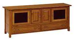 This is an 18" x 72" Oak tv stand with raised panel doors.