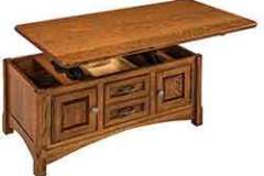 This is a custom crafted, 1/4 Sawn Oak lift top coffee table. The standard size for it is 22" x  42".