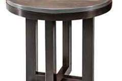 Custom Amish built round Walnut end table with metal legs.