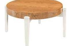 Shown here is an Amish made round coffee table with painted legs. The sizes can be customized.