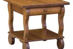 Shown here in 1/4 Sawn oak is our Amish built Hampton open end table. It is stained with a medium stain color.