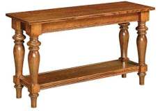 Here you can see our Amish built Harvest sofa table in Brown Maple wood. The turned leg style make this an excellent choice for your home.