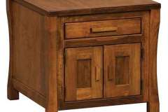 This Heartland end table is closed in for more private storage. It is the same quality as the open end table version.