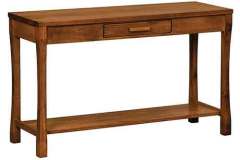 This Heartland open sofa table is seen with clean lines for a style and done in Cherry wood.