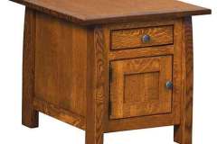 This is our Henderson cabinet end table. It has a flat panel drawer and ends.