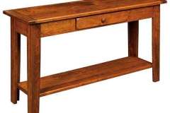 Here you are seeing a custom built Homestead style sofa table. It is shown here in Maple wood.