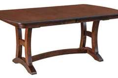 This Amish crafted Horizon dining table is seen with a bow end top. There are several different top shapes available.