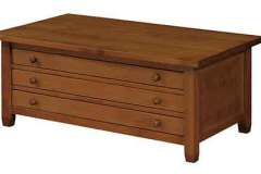 Here is our Amish custom crafted Kenwood coffee table. It is shown with 3 full width drawers that provide ample storage.