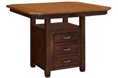 What you see here is our custom Amish made Kenwood cabinet pub table. It is seen here with clipped corners.
