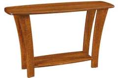 Here is the Lexy custom built sofa table. It has a bow end shaped top and is seen here in Cherry wood.