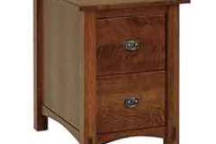 2 drawer file cabinet in the Mission style. Shown in 1/4 Sawn Oak wood.