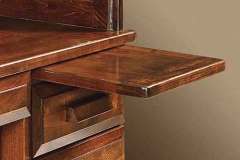 Classic roll top desk pullout. This is made in Brown Maple wood with a dark stain.