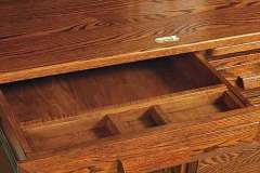 Center drawer for the Classic single pedestal roll top desk. Shown in Oak wood.