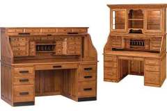 Our Deluxe Roll top desk is shown with and without the hutch top. The hutch top also comes with lighting.