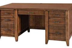 66" Country Squire custom desk with 7 drawers. Flush inset drawers and flat panel ends are standard.