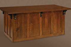 Our custom Amish Executive Mission desk is shown here. It has a large overhang with the corbels underneath.