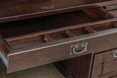 This is the pencil drawer for the Amish built Mission roll top desk. It can also be changed to a keyboard pullout drawer.