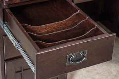 The custom Amish roll top desk has the removable drawer dividers for your convenience. Mission drawer pulls come with it.