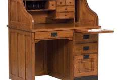 This desk is an Amish built single pedestal or "stack" which has drawers on only one side. They can be changed to the opposite side.