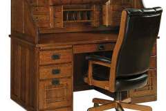 Our Amish custom Mission Deluxe Roll top desk is seen here. We also have desk chairs to go with it.