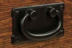 Here is a picture of our deluxe mission roll top drawer pull. It is black in color.